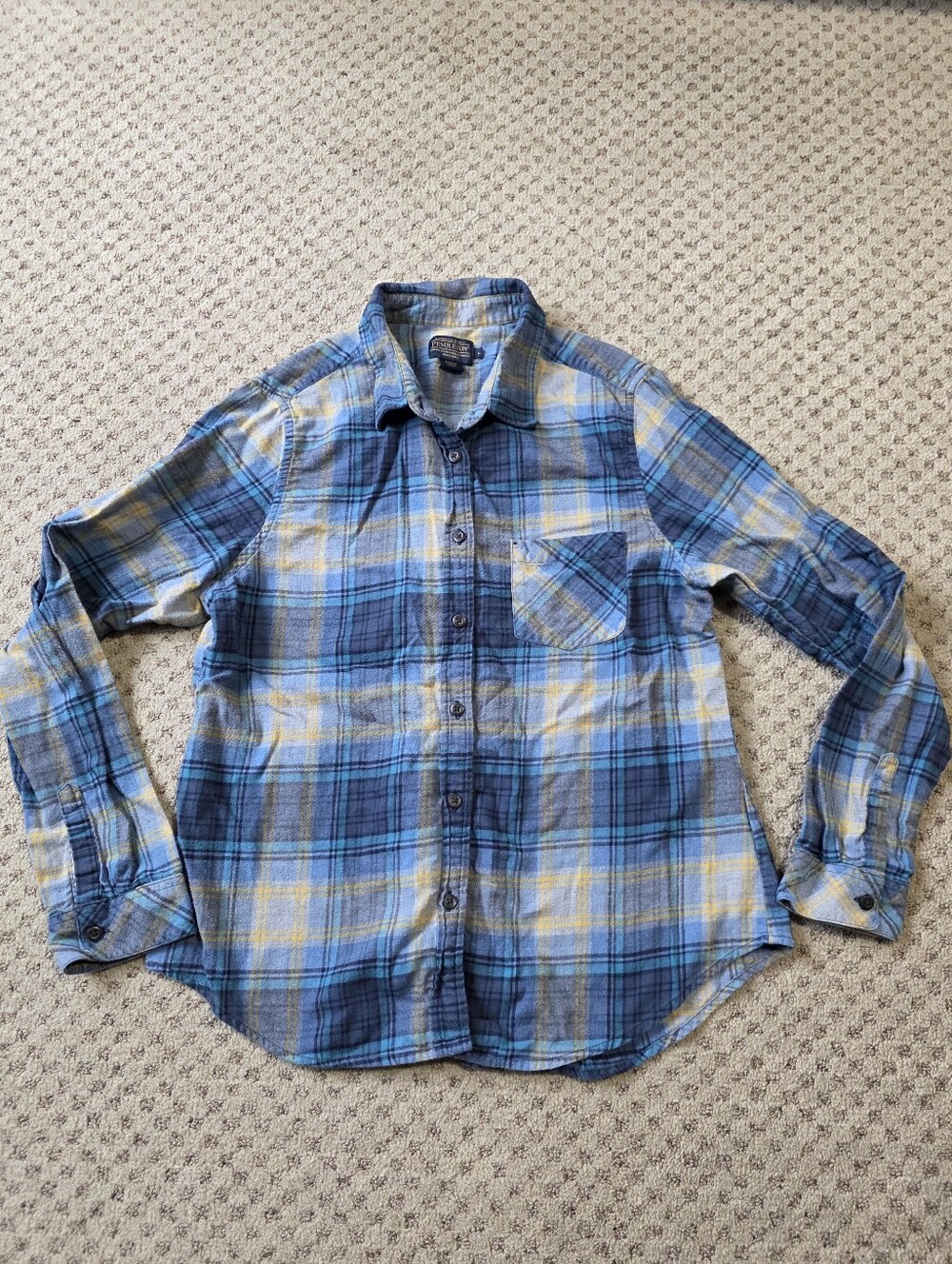 Pendleton Blue and Yellow Plaid Button-Down Shirt